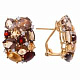 Серьги с брилл., гранат., цитр. и кварцем