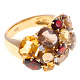 Кольцо с брилл., гранат., цитр. и кварцем