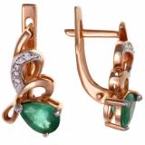 Серьги с бриллиантом и изумрудом