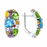 Серьги с хриз., аметист., гранатом, цитр. и топазом