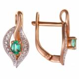 Серьги с бриллиантом и изумрудом