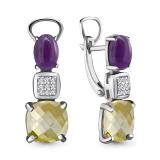 Серьги с аметистом и лимонным кварцем