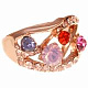 Кольцо золотистое "Цветные камни"